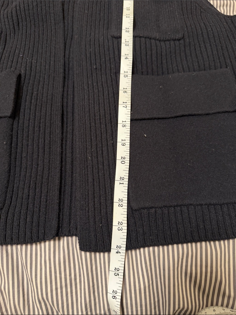 COS Navy Ribbed Knit Vest with Three Front Pockets - Picture 7 of 7